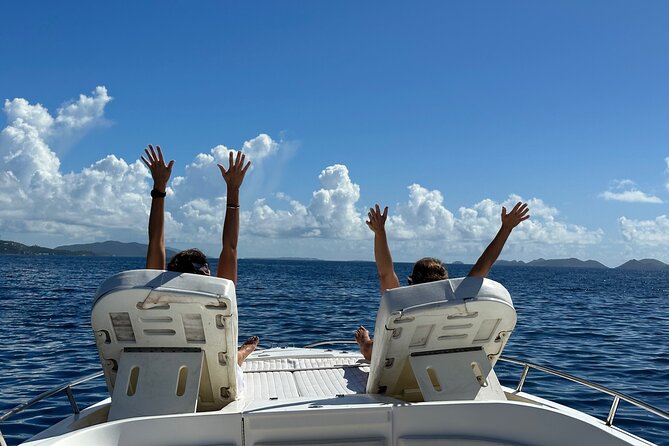 USVI Private Boat Charter Adventure - St Thomas shoreline hopping: Magen’s Bay to Mermaids Chair